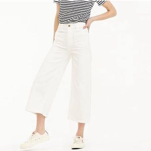 Point Sur by J.Crew wide leg high rise crop pant with Patch Pocket Jean - white